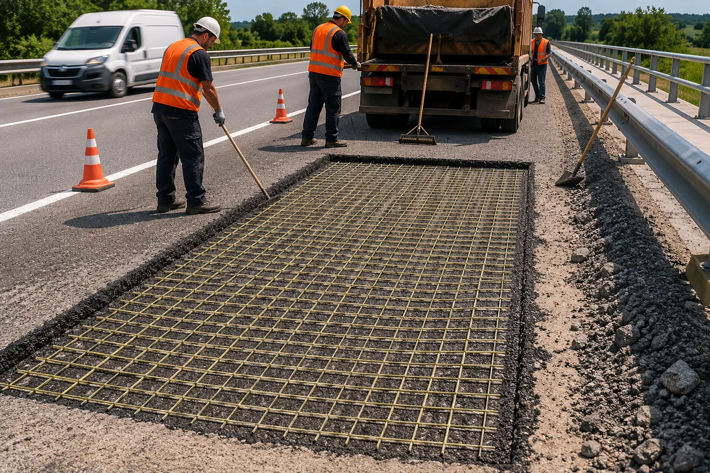 Plasă GFRP utilizată la reabilitarea carosabilului